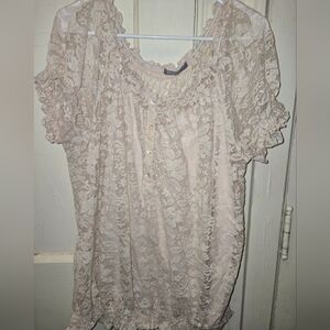Collection B Delicate Lace Blouse in Cream